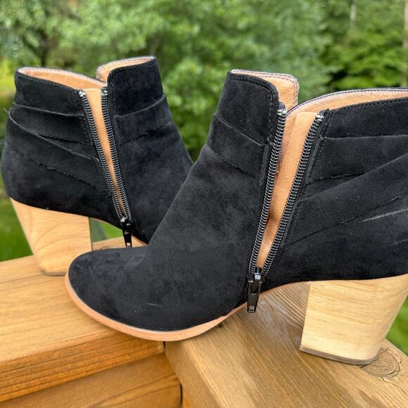 Free People x Faryl Robin size 8 Alameda Black Vegan Suede Wood Heel Booties - Picture 10 of 13